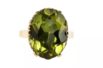 Ring Vintage Schmuck Gelber Peridot 14 Karat Gelbgold vrc130y